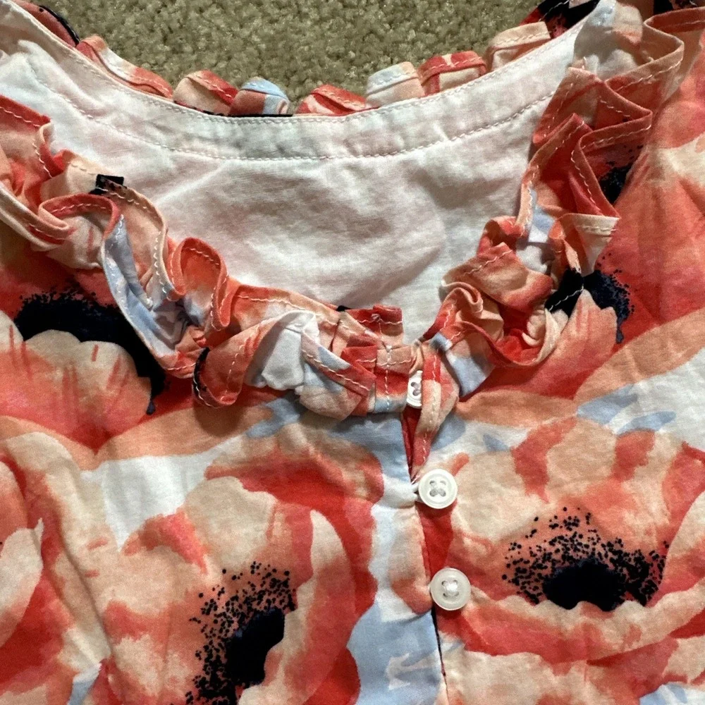 Janie and Jack Bright Mix Poppy Print Ruffle‎ Dress Girls Size 3 GUC
